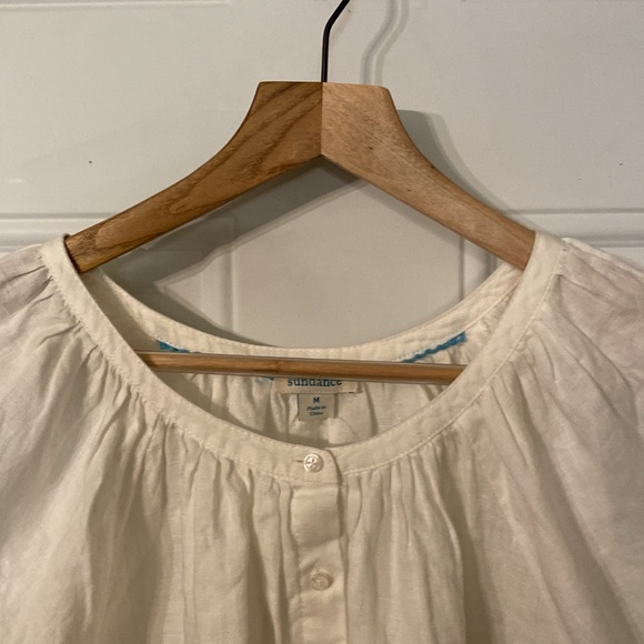 NWOT Sundance Graceful Days White 100% Linen Button Top - Picture 10 of 15
